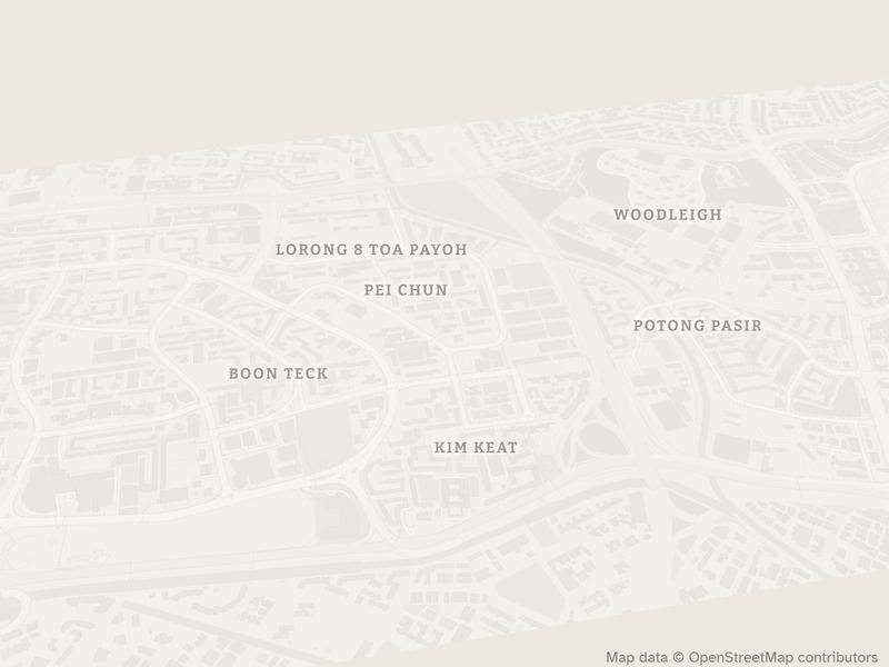 Toa Payoh on the map, all in grey pencil